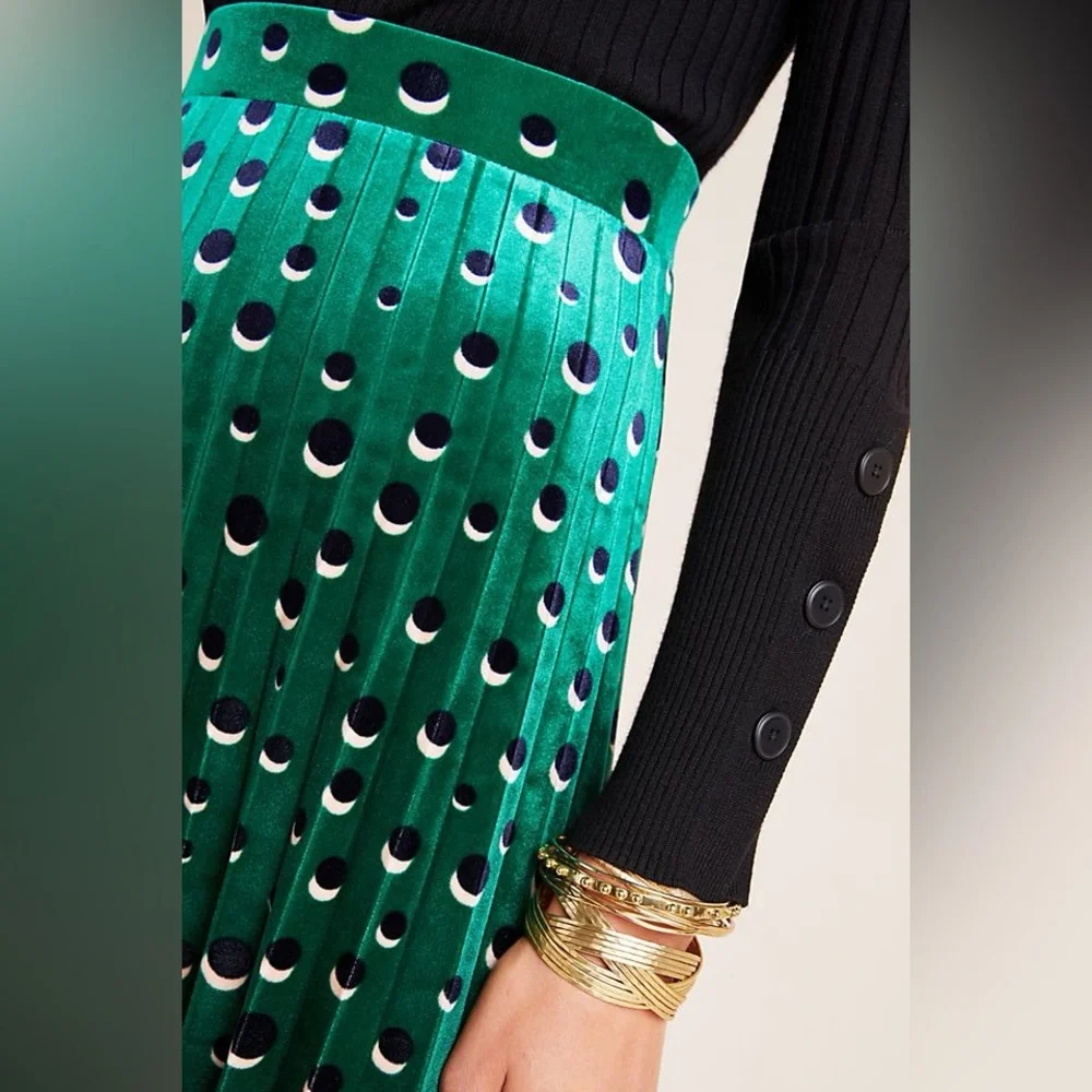 Maeve Carly Pleated Velvet Midi Skirt - Picture 9 of 9